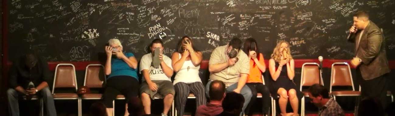 Shoes as oxygen masks in our comedy hypnosis show